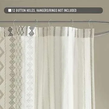INK+IVY Imani Tufted Chenille 100% Cotton Shower Curtains Machine Washable, Modern Home Bathroom Décor Bathtub Privacy Screen, 72" x 72", Ivory