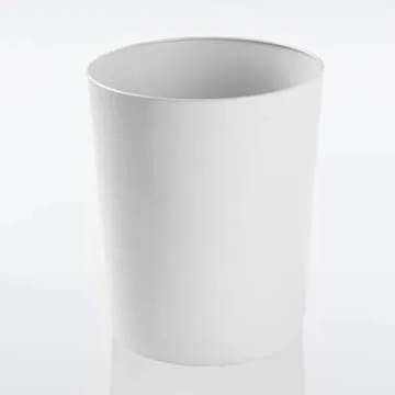 mDesign Round Metal Small 1.7 Gallon Recycle Trash Can Wastebasket, Garbage Container Bin for Bathrooms, Kitchen, Bedroom, Home Office - Durable Stainless Steel - Mirri Collection - White