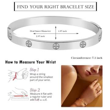 FOLOOTY Cubic Zirconia Bracelet Bangle, Luxury 18K Gold Plated Titanium Steel for Women - Perfect Fr...