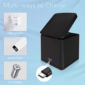 Artman Battery 1500mAh (3-Pack) for GoPro Hero 8/7/6/5 Black and 3-Channel LED USB Storage Charger Fully Compatible with Hero 8 Battery and Charger