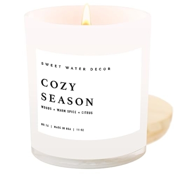 Sweet Water Decor Cozy Season Soy Candles - Fall Scents with Woods, Warm Spice, Citrus