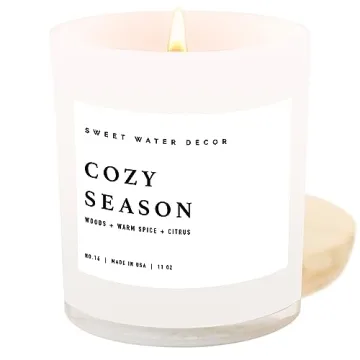 Sweet Water Decor Cozy Season Soy Candles - Fall Scents with Woods, Warm Spice, Citrus