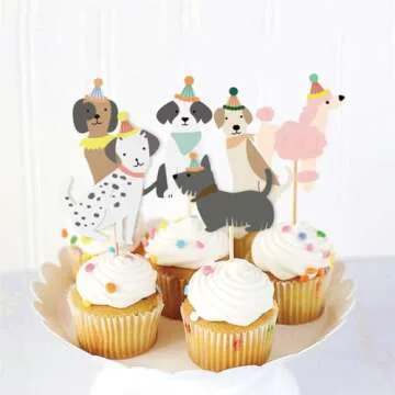 24PCS Pet Dog Cupcake Toppers for Birthday and Baby Shower Party Decoration