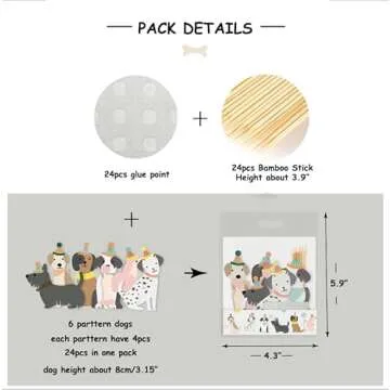 24PCS Adorable Dog Cupcake Toppers for Kids' Parties