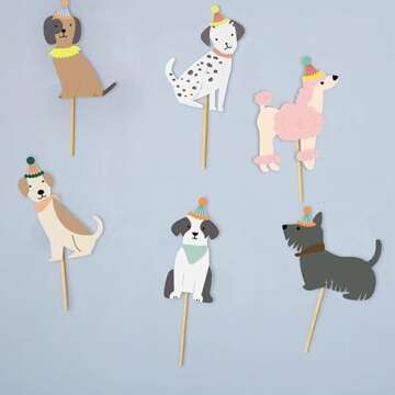 24PCS Adorable Dog Cupcake Toppers for Kids' Parties