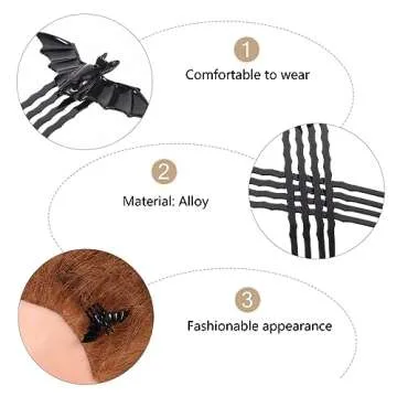 Bat Hair Clips 2pcs Halloween Hair Combs,Bat Side Comb Alloy Headpiece Hair Hairpin Combs Hair Accessories for Girls Woman Girl Hair Clips