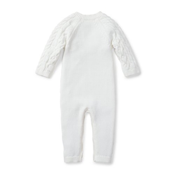 Hope & Henry Soft White Cable Knit Baby Romper