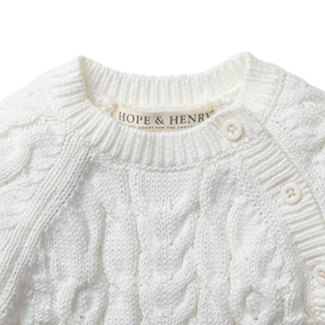 Hope & Henry Soft White Cable Knit Baby Romper