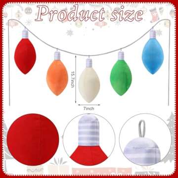 Beeveer 5Pcs Christmas Light Shaped Pillows Bulb Christmas Throw Pillows Soft Plush Stuffed Xmas Pillows Decorative Cute Christmas Decor for Sofa Bedroom Living Home Cushion Fun Christmas Party Decor