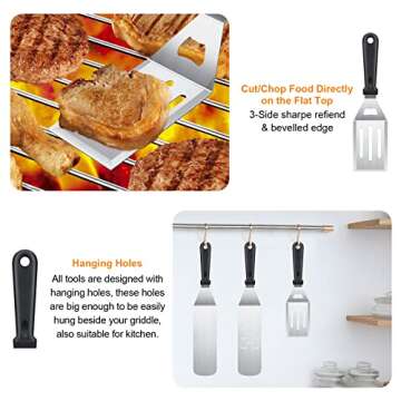 Blackstone Griddle Accessories Kit, 8pcs Flat Top Grill Accessories Set for Blackstone and Camp Chef with Spatula & Carry Bag, Great for Outdoor BBQ & Teppanyaki and Camping (8pcs)