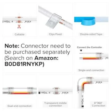 BTF-LIGHTING FCOB WS2811 IC RGB COB LED Strip 16.4FT DC12V 630LED/m Flexible High Density Uniform Chasing Color Light 14IC/m 10mm Width Dream Color for Home Indoor Decor(No Adapter or Controller)