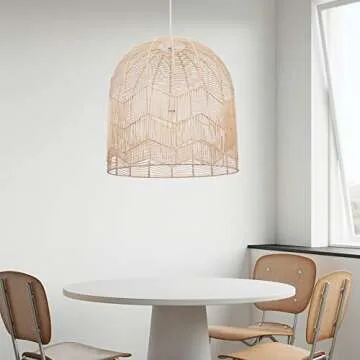 Boho Pendant Light Fixture | Handmade Rattan Decor