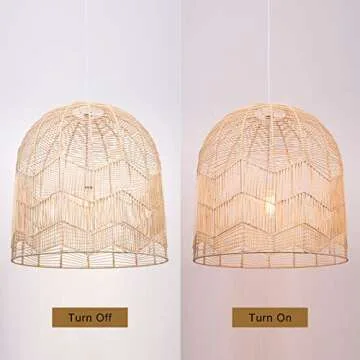 Boho Pendant Light Fixture | Handmade Rattan Decor