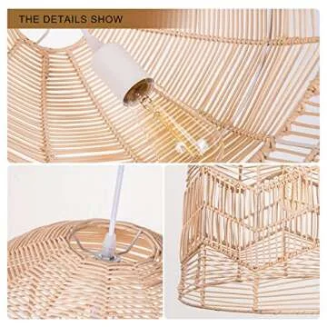 Boho Pendant Light Fixture | Handmade Rattan Decor