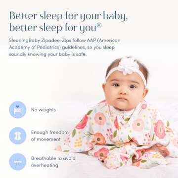 SleepingBaby Zipadee-Zip Swaddle Sack - Pretty Poppy