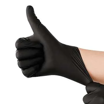 Durable YOTU Black Disposable Nitrile Gloves - 100 Count