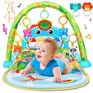 Baby Gym Play Mats Baby Toys Tummy Time Mat Toys Musical Activity Center for Newborn Infant Toys Pia...