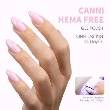 CANNI Light Pink Gel Nail Polish, 1Pcs Baby Pink Gel Polish Soft Pale Pink Color Nail Polish Gel High Gloss Soak Off U V Gel Nail French Nail Manicure Salon DIY