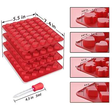 SILIVO 160-Cavity Silicone Gummy Molds (4 Pack) - Nonstick Silicone Candy Molds with Dropper for Homemade Gummies，Candy and Treats