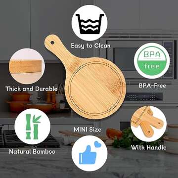 Mini Cutting Board, Charcuterie Boards Set, 6 PCS Bamboo Cheese Board Set, Cheese Serving Trays Platter Small Wood Cutting Board Fruit Trays For Serving For Party, House Warming Wedding Gifts (Light)