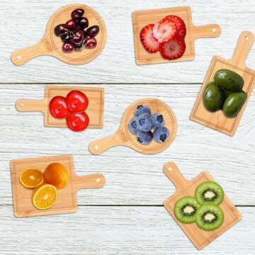 Mini Cutting Board, Charcuterie Boards Set, 6 PCS Bamboo Cheese Board Set, Cheese Serving Trays Platter Small Wood Cutting Board Fruit Trays For Serving For Party, House Warming Wedding Gifts (Light)