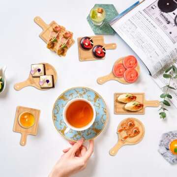 Mini Cutting Board, Charcuterie Boards Set, 6 PCS Bamboo Cheese Board Set, Cheese Serving Trays Platter Small Wood Cutting Board Fruit Trays For Serving For Party, House Warming Wedding Gifts (Light)