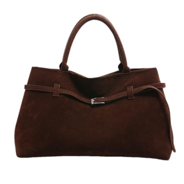 Suede Tote Bag for Women, Women's Purse Slouchy Hobo Handbag Brown Retro Top Handle Bag Fashion Shou...