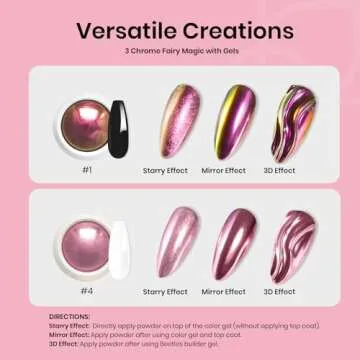 Beetles Metallic Chrome Nail Powder Kit Black White Colors Gel Polish Mirror Effect Holographic Metallic Nail Polish Chrome Manicure Art Decoration Glitter Nail Powder Valentine's Day Gifts for Women