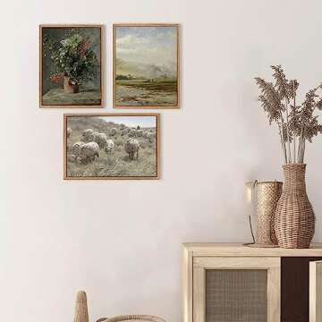 WITCOLOR Framed Large Canvas Wall Art, 12×16in Vintage Wall Art Decor for Living Room Nature Landsc...