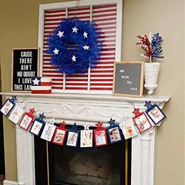 4th of July 12 Month Photo Banner 1st Birthday Party Decoration Newborn Milestone First Year Red White Blue Star Photo Prop