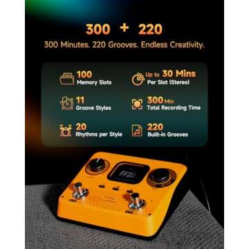 FLAMMA FF20 Looper Pedal Drum Machine, 300 Min Recording, 220 Grooves