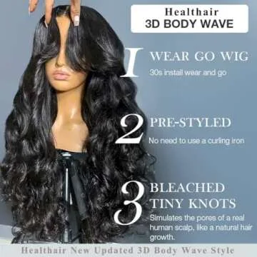 Healthair 250% Density Hd Lace Front Wigs 26Inch 15A Body Wave 13x4 Full Lace Front Wigs Human Hair Pre Styled 3D Curl Pre Plucked Human Hair Wigs for Black Women