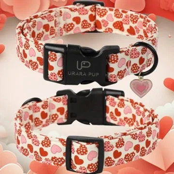 UP URARA PUP Valentine’s Dog Collar, Red Heart Dog Collar with Quick Release, Sweet Valentine’s ...