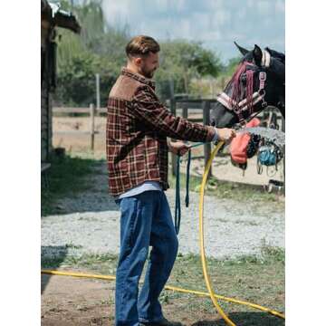 Mr.Stream Men's Outdoor Casual Vintage Long Sleeve Plaid Flannel Button Down Shirt Jacket 3251 Coffee L