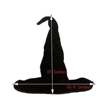 Bcaseruy Large Wicked Witch Hat for Women Black Halloween Party Masquerade Cosplay Costume Accessory Adult