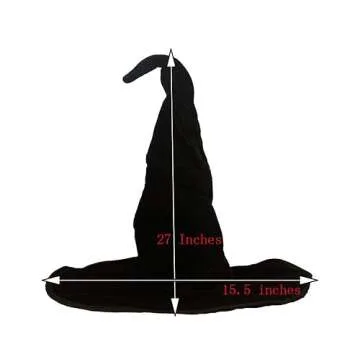 Bcaseruy Large Wicked Witch Hat for Women Black Halloween Party Masquerade Cosplay Costume Accessory Adult