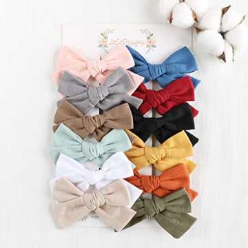 Cute and Stylish Baby Girl Hair Clips, 12 Pack Large Bows Barrettes for Little Girls