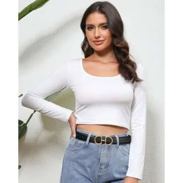 AWAYTR Reversible Belt for Women - Two-in-One Women Fashion Leather Belt for Jeans with Golden Buckle (Black/Brown Ripple,115cm)