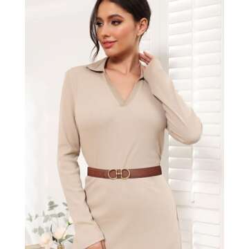 AWAYTR Reversible Belt for Women - Two-in-One Women Fashion Leather Belt for Jeans with Golden Buckle (Black/Brown Ripple,115cm)