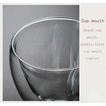 PCduoduo Heart Shaped Cup, Heat Resistant Double Layer Glass Milk Tea Coffee Cup (6.3oz/180ml)