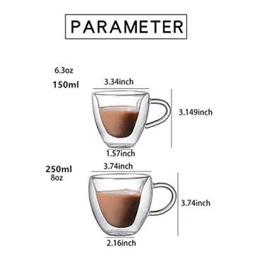 PCduoduo Heart Shaped Cup, Heat Resistant Double Layer Glass Milk Tea Coffee Cup (6.3oz/180ml)