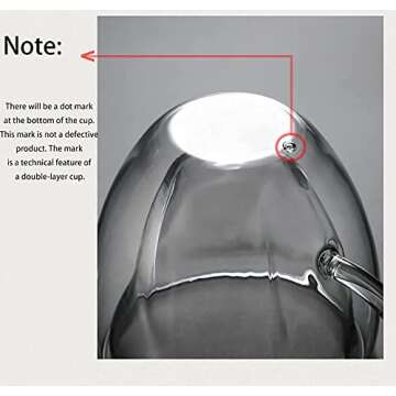 PCduoduo Heart Shaped Cup, Heat Resistant Double Layer Glass Milk Tea Coffee Cup (6.3oz/180ml)