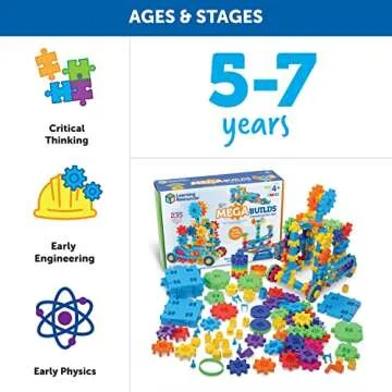 Learning Resources Gears! Gears! Gears! Mega Builds, 235 Piece STEM Set