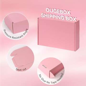 OUGEBOX 30 Pack 7x5x2 Inch Pink Shipping Boxes for Small Business, Small Mailing Boxes for Shipping Packaging