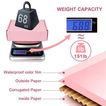 OUGEBOX 30 Pack 7x5x2 Inch Pink Shipping Boxes for Small Business, Small Mailing Boxes for Shipping Packaging