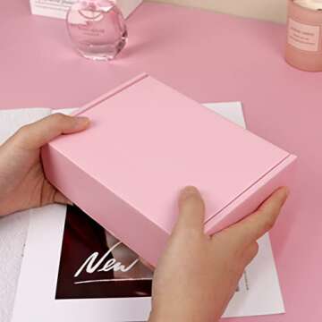 OUGEBOX 30 Pack 7x5x2 Inch Pink Shipping Boxes for Small Business, Small Mailing Boxes for Shipping Packaging