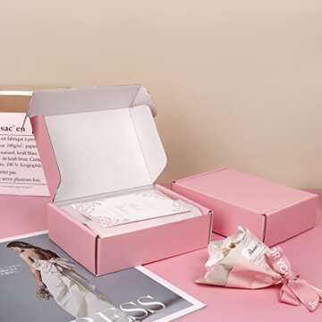 OUGEBOX 30 Pack 7x5x2 Inch Pink Shipping Boxes for Small Business, Small Mailing Boxes for Shipping Packaging
