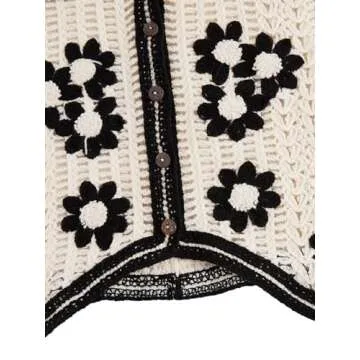 Stylish Floral Pattern Knit Sweater Vest for Women