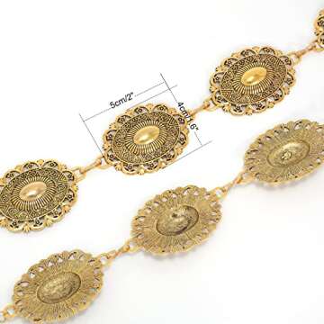 WHIPPY Women Concho Chain Belt with Adjustable Design