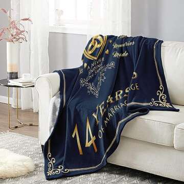 Gifts for 50th Anniversary Blanket, 50 Years Anniversary Golden Wedding Gifts for Couple Parents Grandparents, 50 Years of Marriage Throw Blanket Flannel Fleece Ultra Soft Warm Cozy Blanket 50"x60"